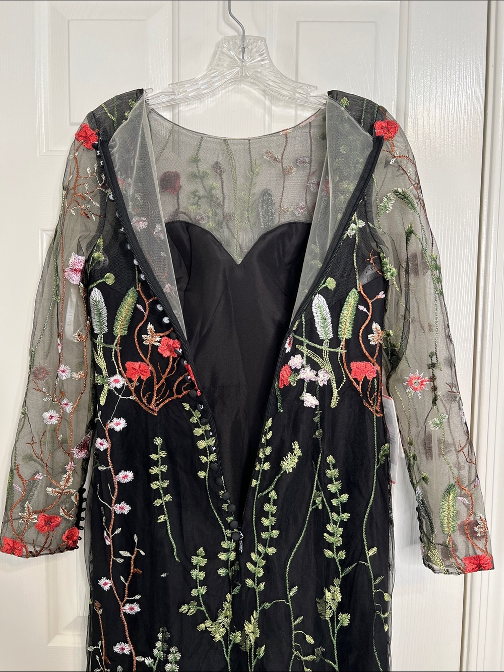NWT JJ's House Antosia Black Lace floral Maxi Dress long sleeve size US 4 - Picture 11 of 12
